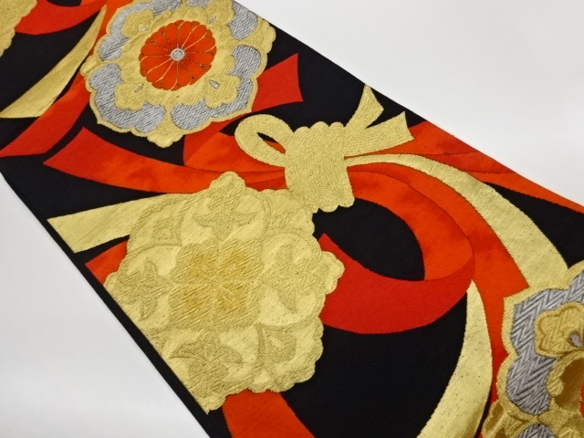 束ね熨斗に華紋模様織出し袋帯